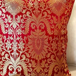 PILOVILO Maroon & Gold-Toned Set of 2 Ethnic Motifs Square Cushion Covers image 5