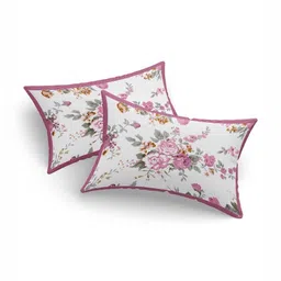 Myntra Elegant Homes Pink & White Floral 250 TC King Bedsheet with 2 Pillow Covers image 4