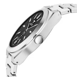 RUSTET Men Dial & Stainless Steel Bracelet Style Straps Analogue Watch 1853-BLACKSILVER image 3