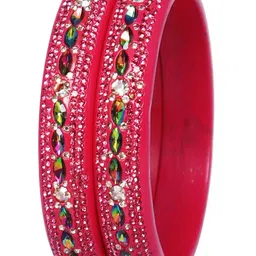 TAJ BRIDAL STORE Set Of 2 Kundan Stones-Studded Bangles-picture-31