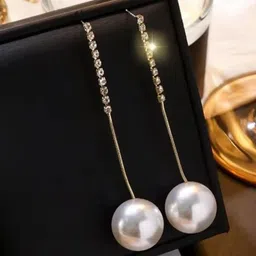 Estailo fashion Artificial Stones Studded and Beaded Spherical Shaped Drop Earrings-picture-32