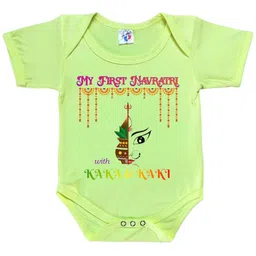 Cute Pals Infants My First Navratri Durga Puja With Kaka & Kaki Printed Cotton Bodysuit-picture-15