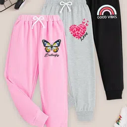 YK Girls Pack Of 3 Printed Mid-Rise joggers-picture-20