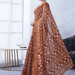 KALINI Geometric Printed Zari Saree image 2