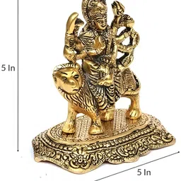 Navyaksh Gold Toned Metal Maa Durga Murti Decorative Showpiece image 2