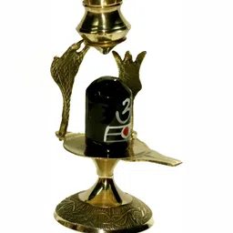 Navyaksh Gold Toned & Black Brass Shivling Statue Decorative Showpiece image 3
