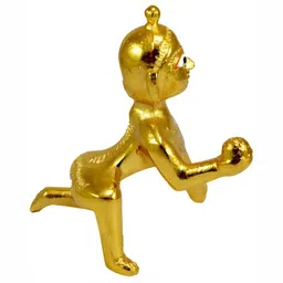 Navyaksh Gold Brass Ladoo Gopal Ji Religious Idol Showpiece image 2