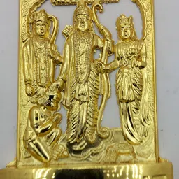 Navyaksh Gold Toned Religious Ram Darbar Statue Idol Murti In Brass Showpiece image 2