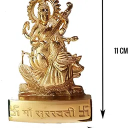 Navyaksh Gold Plated Metal Maa Saraswati Vidya Devi Idol Decorative Showpiece image 2