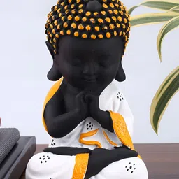 GW CREATIONS Orange & Black Buddha Idol Showpiece image 3