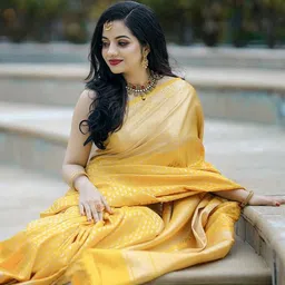 KALINI Polka Dots Woven Design Zari Silk Cotton Banarasi Saree image 3