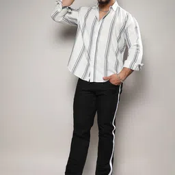 Instafab Plus Size Comfort Multi Stripes Striped Cotton Casual Shirt image 4