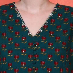 Sangria Floral Embroidered A-Line Pure Cotton Kurta With Trousers & Dupatta image 4