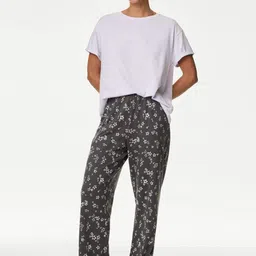 Marks & Spencer Women Graphic Printed Pure Cotton Night suit-image-0