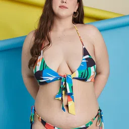 Curves By ZeroKaata Plus Size Printed Halter Beachwear Swim Bikini Set image 4