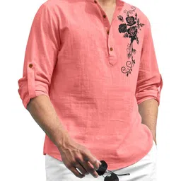 Fifth U Men Peach Cotton Kurtas-picture-25