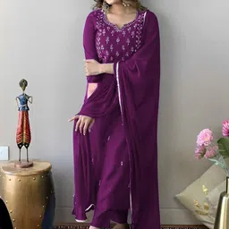 KRIVANSH STORE Ethnic Motifs Embroidered V-Neck Thread Work Thread Work Kurti image 5