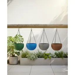Virajsanchi 4-Pcs Blue & Grey Textured Hanging Planters-picture-27
