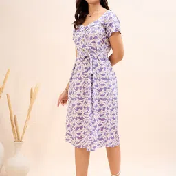 DressBerry Women Floral Print Fit & Flare Midi Dress image 3