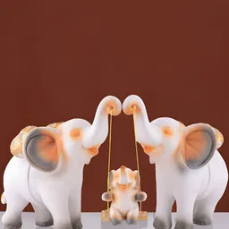 Zart White Elephant Figurine Polyresin Showpiece image 1
