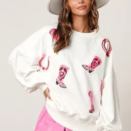 StyleCast Self Design Round Neck Embellished Pullover Sweater-image-83