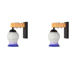 SOMIL Blue Glass Cylinder Printed Wall Lamps image 1