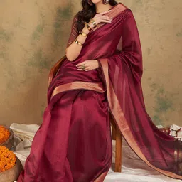 Maroosh Embellished Zari Organza Fusion Saree image 5