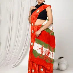 Sanganeri Print Bandhani Pure Cotton Bagru Saree image 2