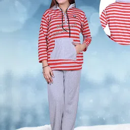 Clothus Women Red Satin Printed Night suits-picture-36