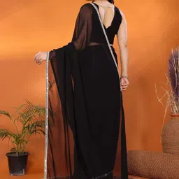 HERE&NOW Black Printed Poly Georgette Sarees image 3