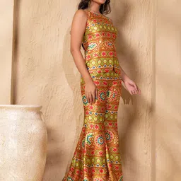 MABISH by Sonal Jain Floral Printed Sleeveless Top With Kalidar Trouser Co-Ords image 4