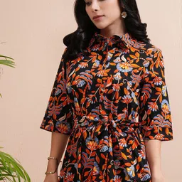 Tokyo Talkies Women Floral Print Shirt Maxi Dress-image-12
