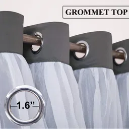 BFAM Grey & White 2 Pieces Black Out Door Curtains image 2