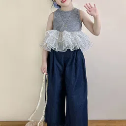 LULU & SKY Girls Polka Dot Sleeveless Ruffle Regular Top image 3