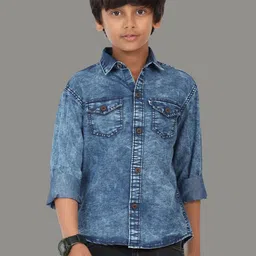 AIDAN PAUL Boys Denim Double Pocket Casual Shirt-picture-35