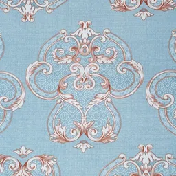 Aura Blue & White Ethnic Motifs Printed Fitted 300 TC King Bedsheet With 2 Pillow Cover image 2