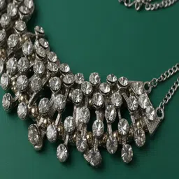 VAGHBHATT Silver-Pated Stone Studded Oxidised Necklace image 2
