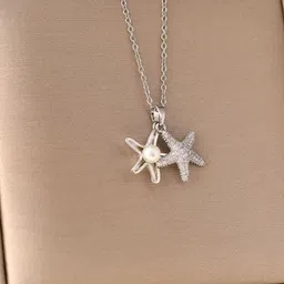 Estailo fashion Women Silver-Plated Stones-Studded Starlight Sparkling Pendant With Chain-picture-50