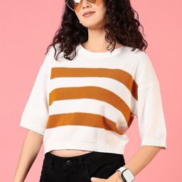 V-Mart Women Striped Crop Pullover-picture-43