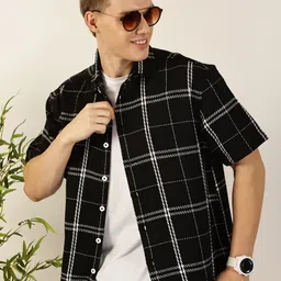 Mast & Harbour Men Premium Windowpane Checks Opaque Cotton Casual Shirt image 3