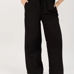 Outzidr Women Solid Smart Relaxed Fit Mid-Rise Parallel Trousers-image-65