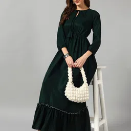 Raiyani Enterprise Women Tie-Up Neck Maxi Fit & Flare Dress-image-87