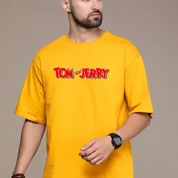 UNIQSOME Men Tom & Jerry Graphic Printed Round Neck Cotton Oversized T-shirt-image-42