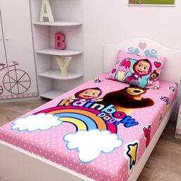 Athom Living White & Pink Printed 180 TC Single Cotton Single Bedsheet Set 1.48 m x 2.23 m image 3