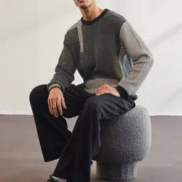 Mr Bowerbird Men Geometric Self Design Cotton Pullover image 4