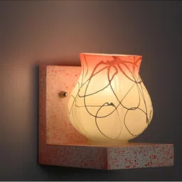 1ST TIME Orange & Cream-Coloured Textured Wood Abstract Shaped Shaped Wall Lamp image 4