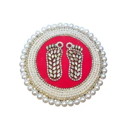 PUFFSMART Red & White Embellished Laxmi Charan-picture-10