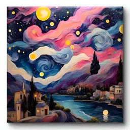 SAF Navy Blue & Pink 1 Piece Canvas Abstract Wall Paintings image 5