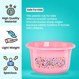 Kuber Industries Black & Pink 3 Pieces Disney Printed Light Weight Bath Tubs image 4