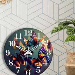 OLIVE TREE Blue & White Printed Contemporary Wall Clock image 2